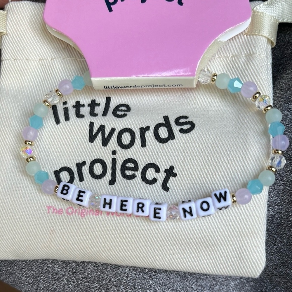 Womens little words project BE HERE NOW beaded bracelet